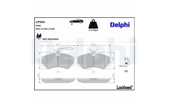 JEU DE PLAQUETTES DE FREIN LP594 Delphi