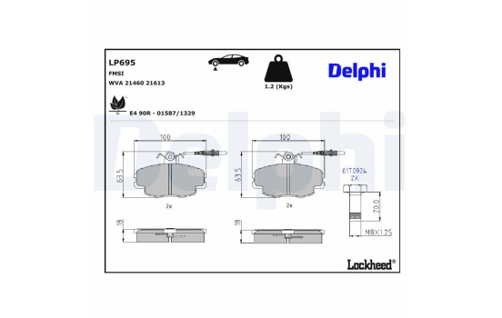 JEU DE PLAQUETTES DE FREIN LP695 Delphi