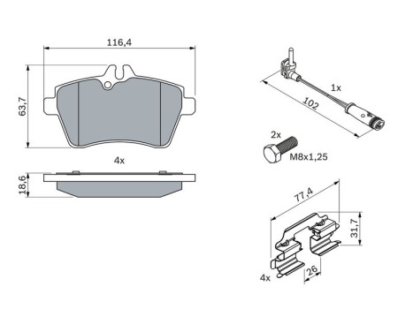 JEU DE PLAQUETTES DE FREIN MERCEDES-BENZ BP1323 Bosch, Image 7