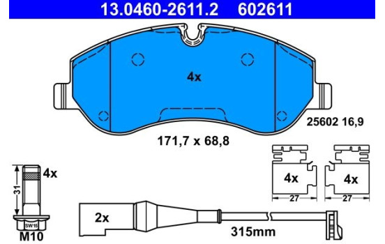 Kit de plaquettes de frein, frein à disque 13.0460-2611.2 ATE