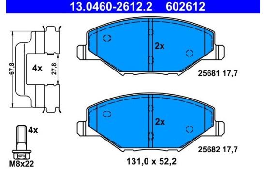 Kit de plaquettes de frein, frein à disque 13.0460-2612.2 ATE, Image 2