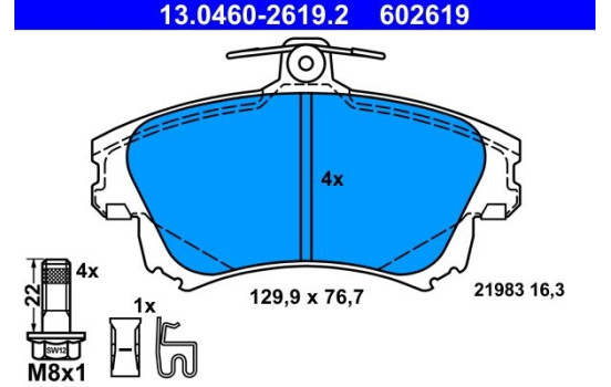 Kit de plaquettes de frein, frein à disque 13.0460-2619.2 ATE, Image 2