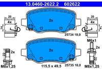 Kit de plaquettes de frein, frein à disque 13.0460-2622.2 ATE