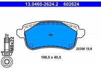Kit de plaquettes de frein, frein à disque 13.0460-2624.2 ATE