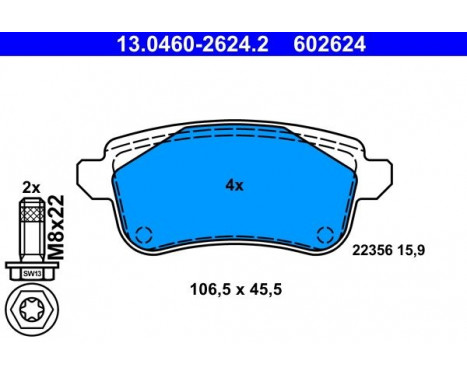 Kit de plaquettes de frein, frein à disque 13.0460-2624.2 ATE