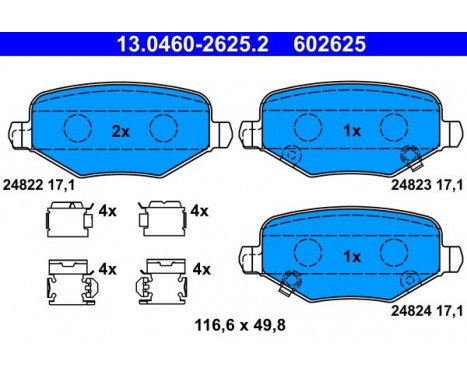 Kit de plaquettes de frein, frein à disque 13.0460-2625.2 ATE