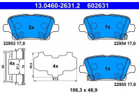 Kit de plaquettes de frein, frein à disque 13.0460-2631.2 ATE
