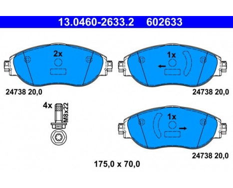 Kit de plaquettes de frein, frein à disque 13.0460-2633.2 ATE