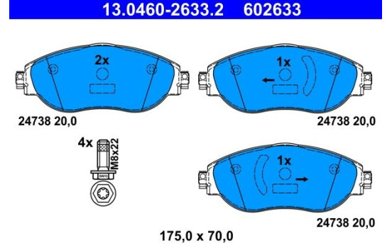 Kit de plaquettes de frein, frein à disque 13.0460-2633.2 ATE