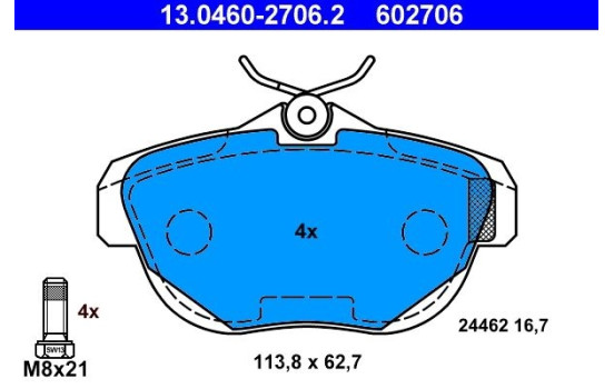 Kit de plaquettes de frein, frein à disque 13.0460-2706.2 ATE