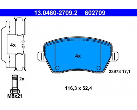 Kit de plaquettes de frein, frein à disque 13.0460-2709.2 ATE, Image 2