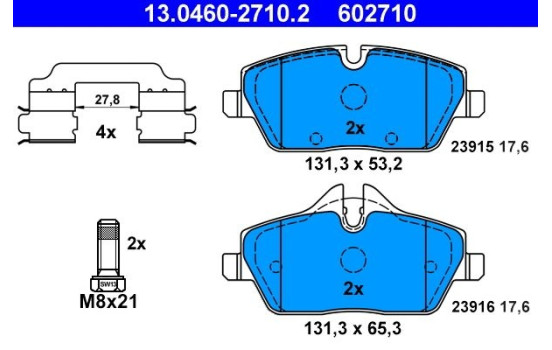 Kit de plaquettes de frein, frein à disque 13.0460-2710.2 ATE, Image 2