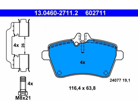 Kit de plaquettes de frein, frein à disque 13.0460-2711.2 ATE, Image 2
