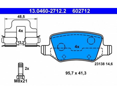 Kit de plaquettes de frein, frein à disque 13.0460-2712.2 ATE, Image 2