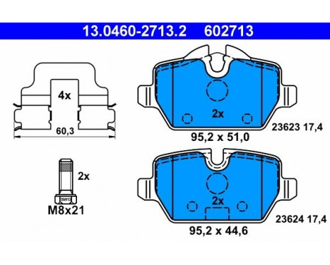 Kit de plaquettes de frein, frein à disque 13.0460-2713.2 ATE, Image 2