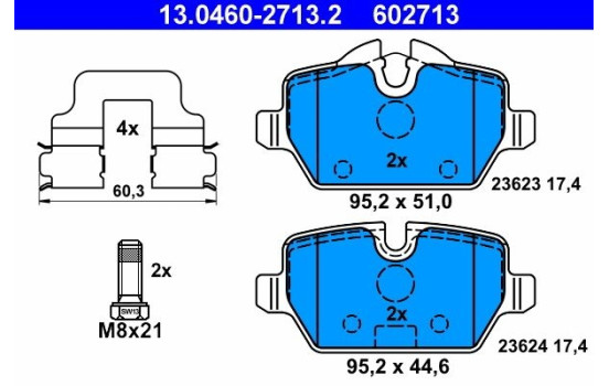 Kit de plaquettes de frein, frein à disque 13.0460-2713.2 ATE, Image 2