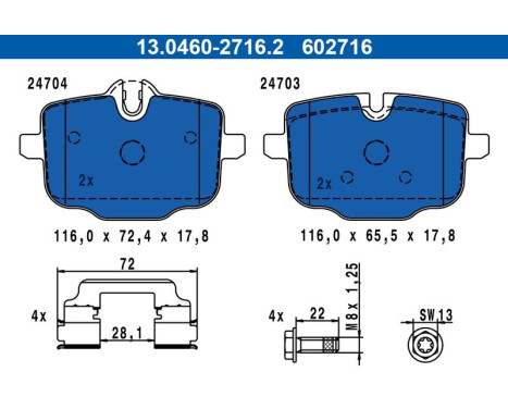 Kit de plaquettes de frein, frein à disque 13.0460-2716.2 ATE, Image 3