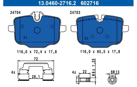 Kit de plaquettes de frein, frein à disque 13.0460-2716.2 ATE, Image 3