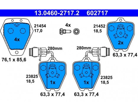 Kit de plaquettes de frein, frein à disque 13.0460-2717.2 ATE