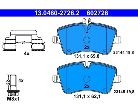 Kit de plaquettes de frein, frein à disque 13.0460-2726.2 ATE, Image 2