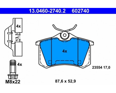 Kit de plaquettes de frein, frein à disque 13.0460-2740.2 ATE, Image 2