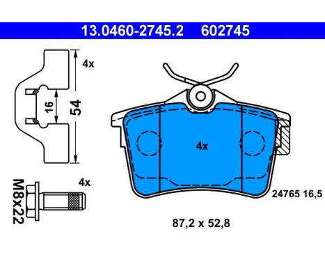 Kit de plaquettes de frein, frein à disque 13.0460-2745.2 ATE, Image 2