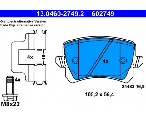 Kit de plaquettes de frein, frein à disque 13.0460-2749.2 ATE, Image 4