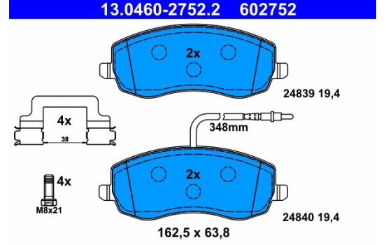 Kit de plaquettes de frein, frein à disque 13.0460-2752.2 ATE, Image 2