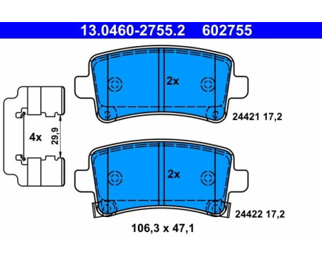 Kit de plaquettes de frein, frein à disque 13.0460-2755.2 ATE, Image 2