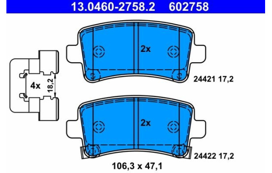 Kit de plaquettes de frein, frein à disque 13.0460-2758.2 ATE, Image 2