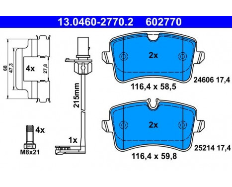 Kit de plaquettes de frein, frein à disque 13.0460-2770.2 ATE, Image 2