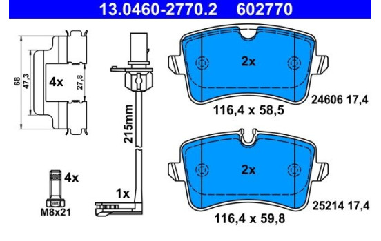 Kit de plaquettes de frein, frein à disque 13.0460-2770.2 ATE, Image 2