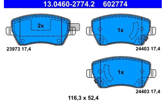 Kit de plaquettes de frein, frein à disque 13.0460-2774.2 ATE, Image 2