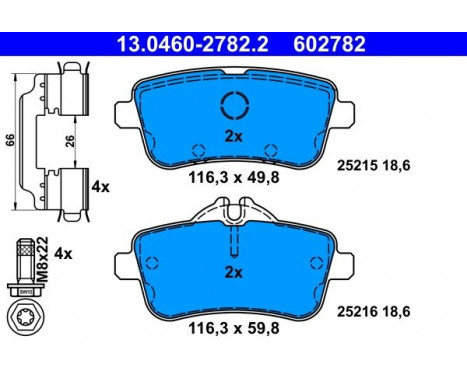 Kit de plaquettes de frein, frein à disque 13.0460-2782.2 ATE, Image 2