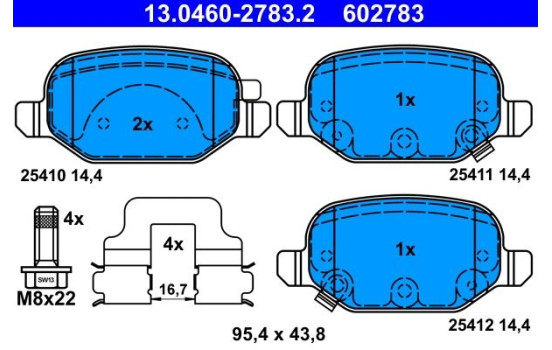 Kit de plaquettes de frein, frein à disque 13.0460-2783.2 ATE