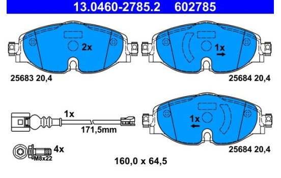 Kit de plaquettes de frein, frein à disque 13.0460-2785.2 ATE, Image 2