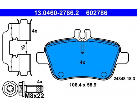 Kit de plaquettes de frein, frein à disque 13.0460-2786.2 ATE, Image 2