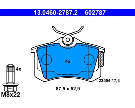 Kit de plaquettes de frein, frein à disque 13.0460-2787.2 ATE, Image 2