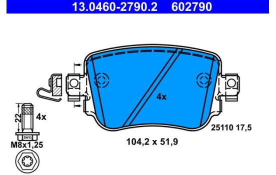 Kit de plaquettes de frein, frein à disque 13.0460-2790.2 ATE, Image 2