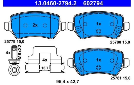 Kit de plaquettes de frein, frein à disque 13.0460-2794.2 ATE