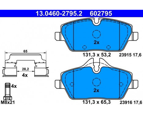 Kit de plaquettes de frein, frein à disque 13.0460-2795.2 ATE