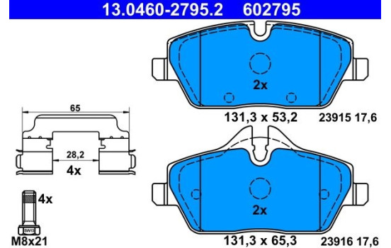 Kit de plaquettes de frein, frein à disque 13.0460-2795.2 ATE