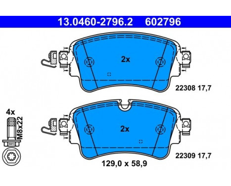 Kit de plaquettes de frein, frein à disque 13.0460-2796.2 ATE