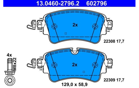 Kit de plaquettes de frein, frein à disque 13.0460-2796.2 ATE