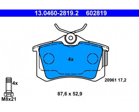 Kit de plaquettes de frein, frein à disque 13.0460-2819.2 ATE, Image 2