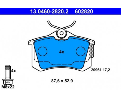Kit de plaquettes de frein, frein à disque 13.0460-2820.2 ATE, Image 2