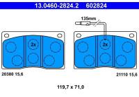 Kit de plaquettes de frein, frein à disque 13.0460-2824.2 ATE
