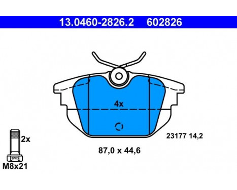 Kit de plaquettes de frein, frein à disque 13.0460-2826.2 ATE, Image 2