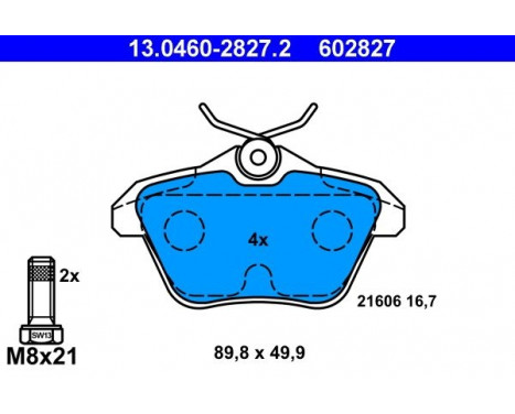 Kit de plaquettes de frein, frein à disque 13.0460-2827.2 ATE, Image 2