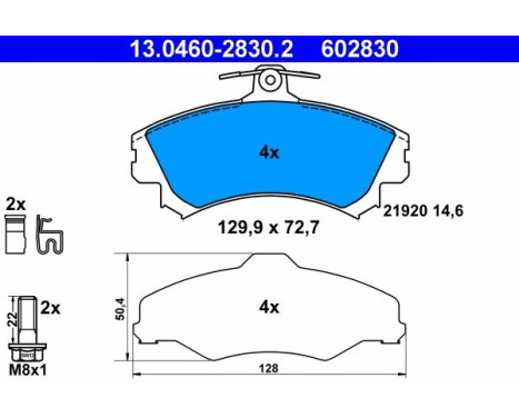 Kit de plaquettes de frein, frein à disque 13.0460-2830.2 ATE, Image 2